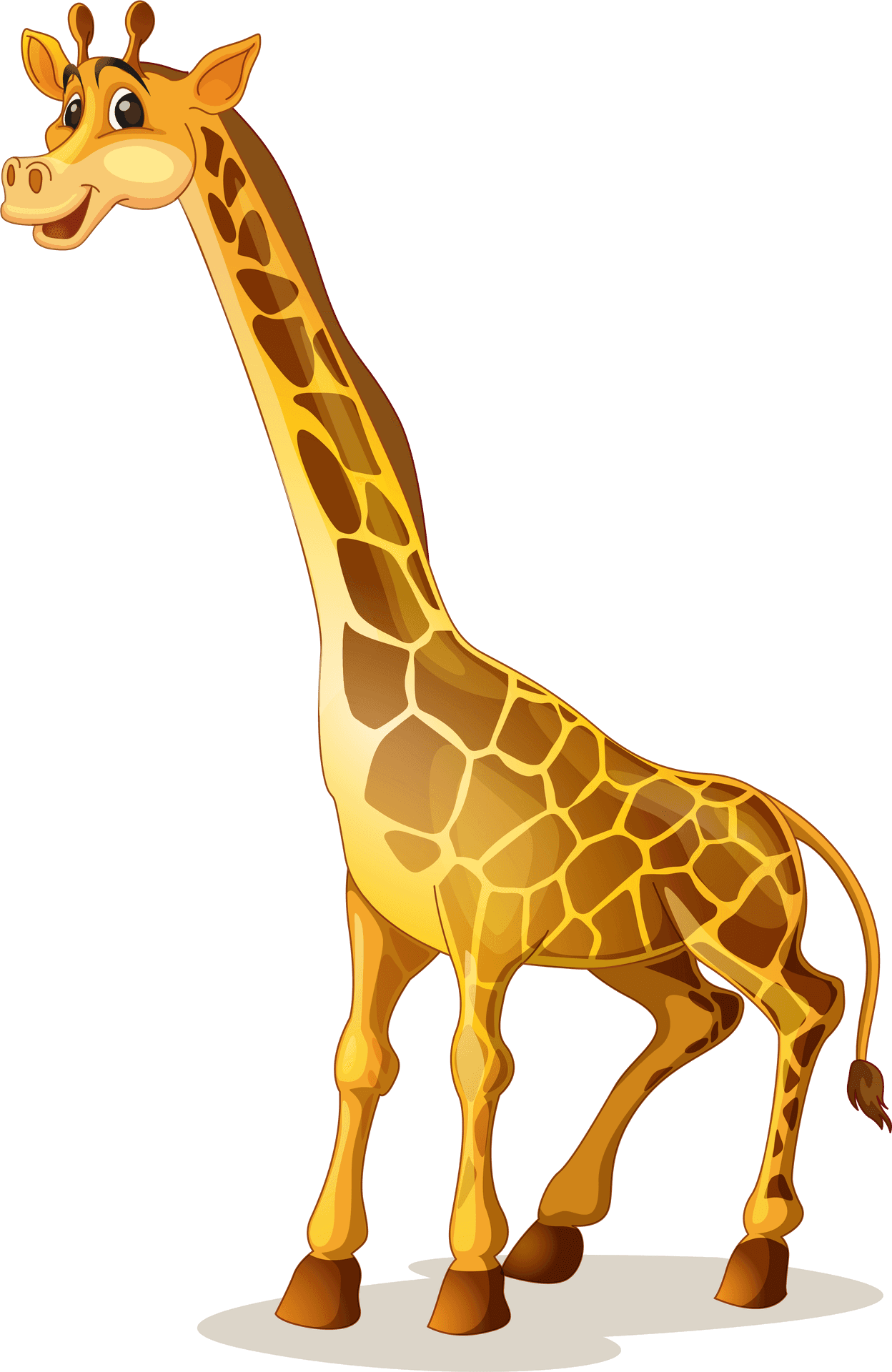 Cartoon Giraffe Standing Side View.png PNG