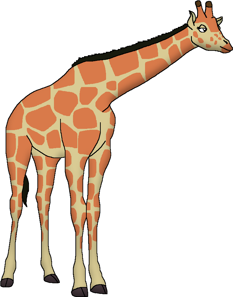 Cartoon Giraffe Standing Side View PNG