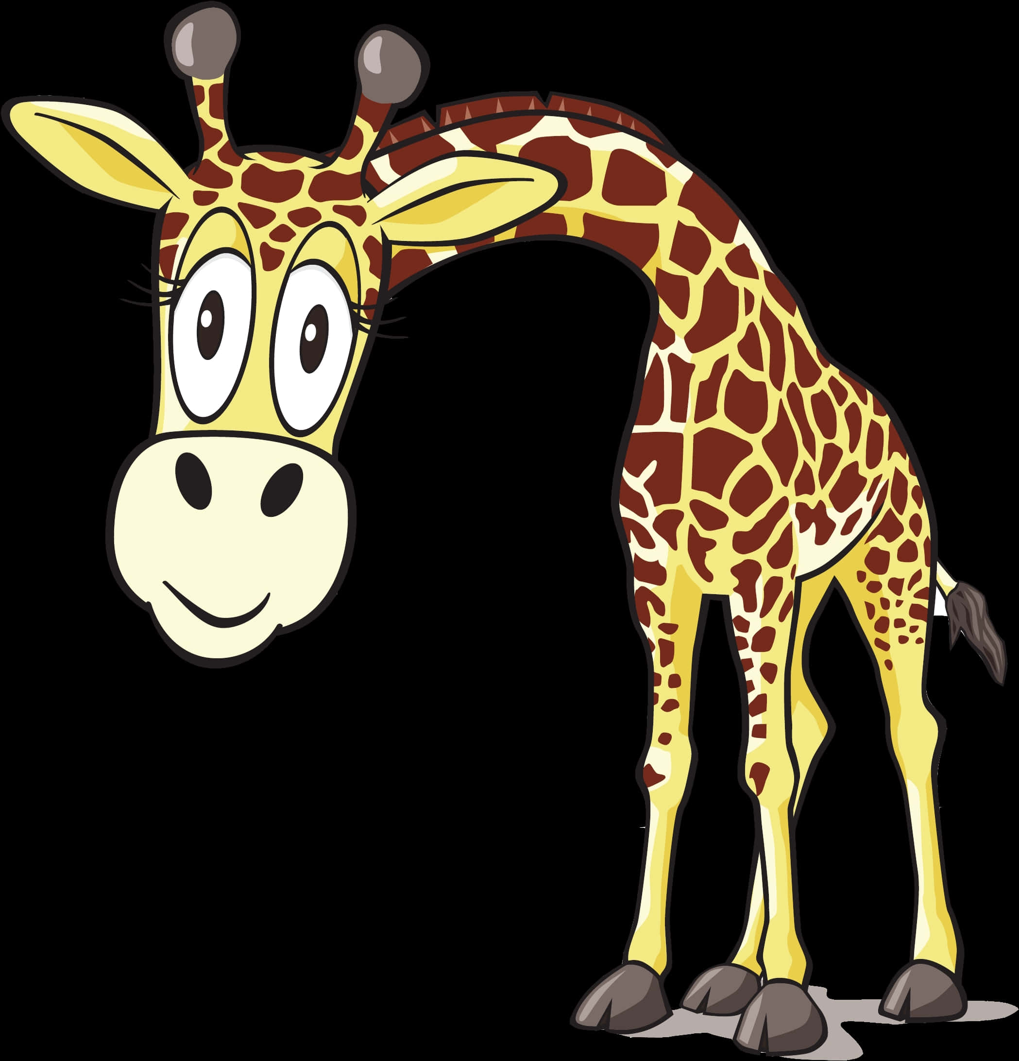 Cartoon Giraffe Standing Smile PNG