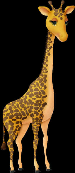 Cartoon Giraffe Standing Tall PNG