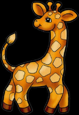 Cartoon Giraffe Standing PNG