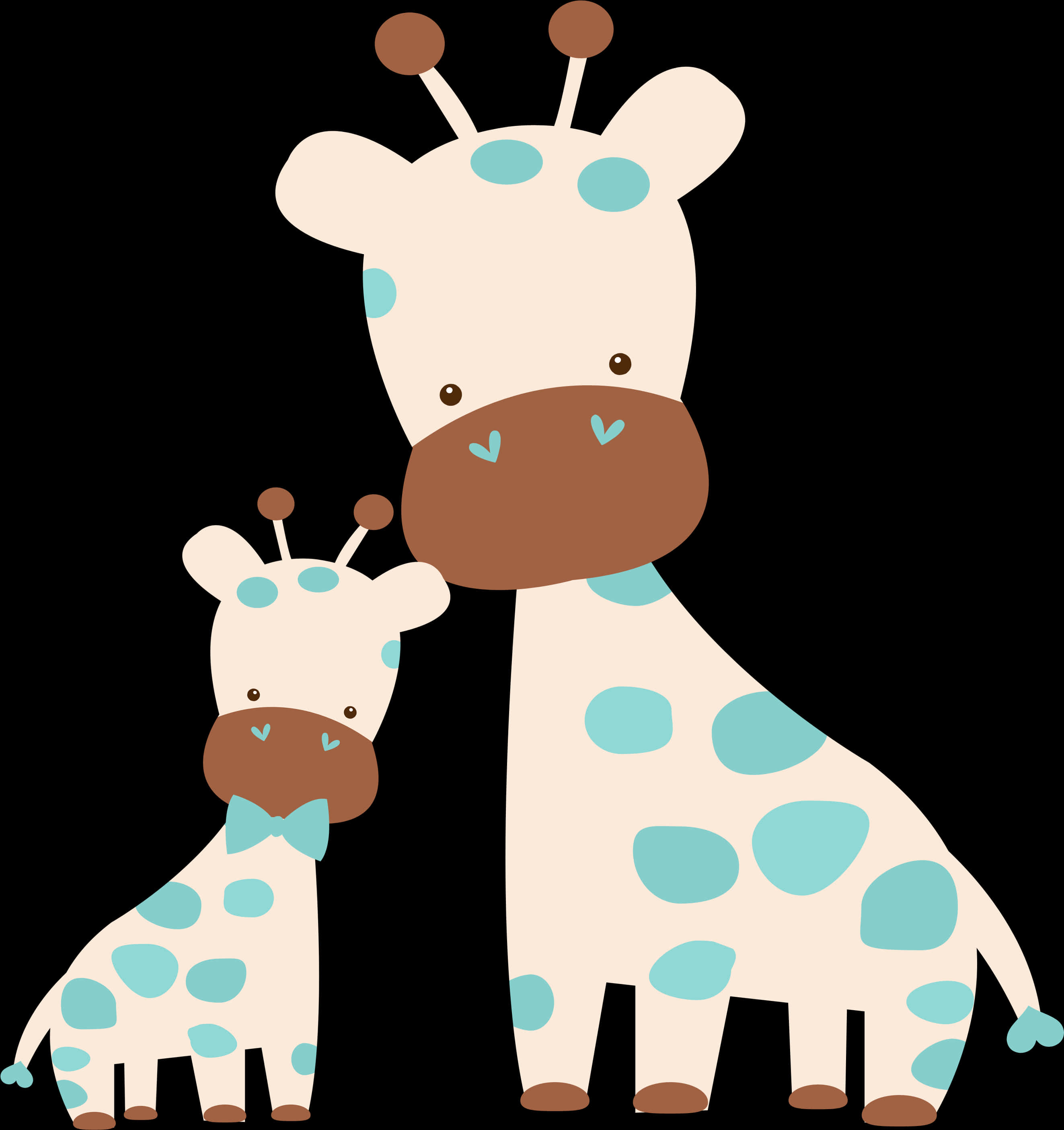 Cartoon Giraffeand Calf PNG