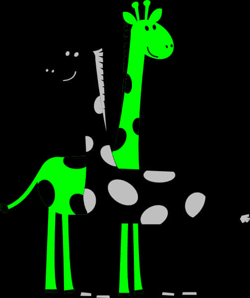 Cartoon Giraffeon Black Background PNG