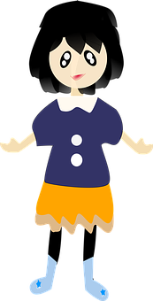 Cartoon Girl Character Vector PNG