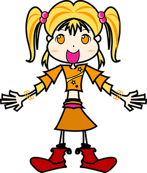 Cartoon Girl Character Vector PNG