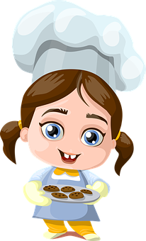 Cartoon Girl Chef With Cookies PNG