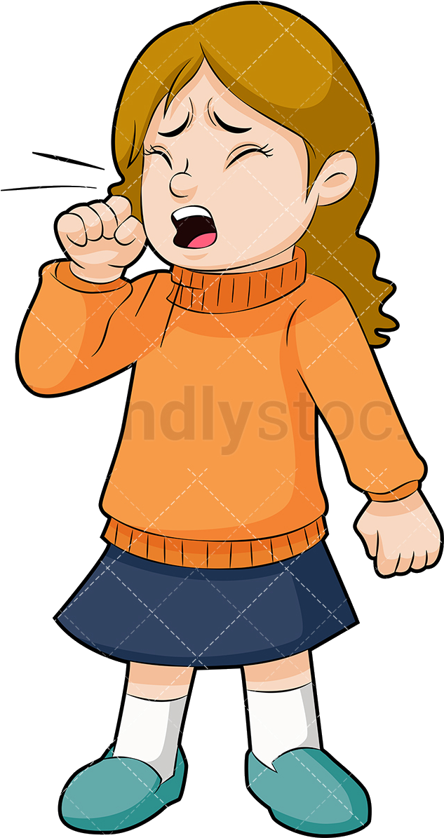 Cartoon Girl Coughing PNG