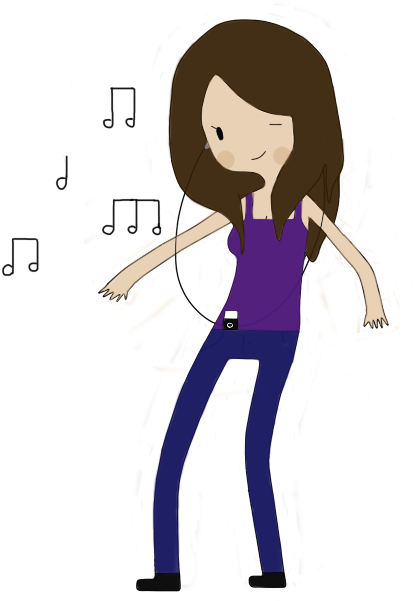 Cartoon Girl Dancingto Music PNG