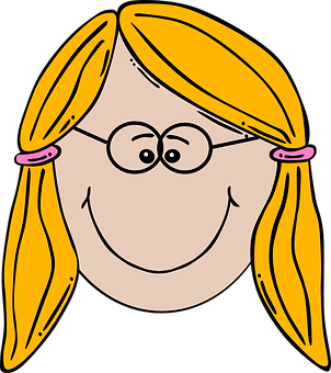 Cartoon Girl Face Vector PNG