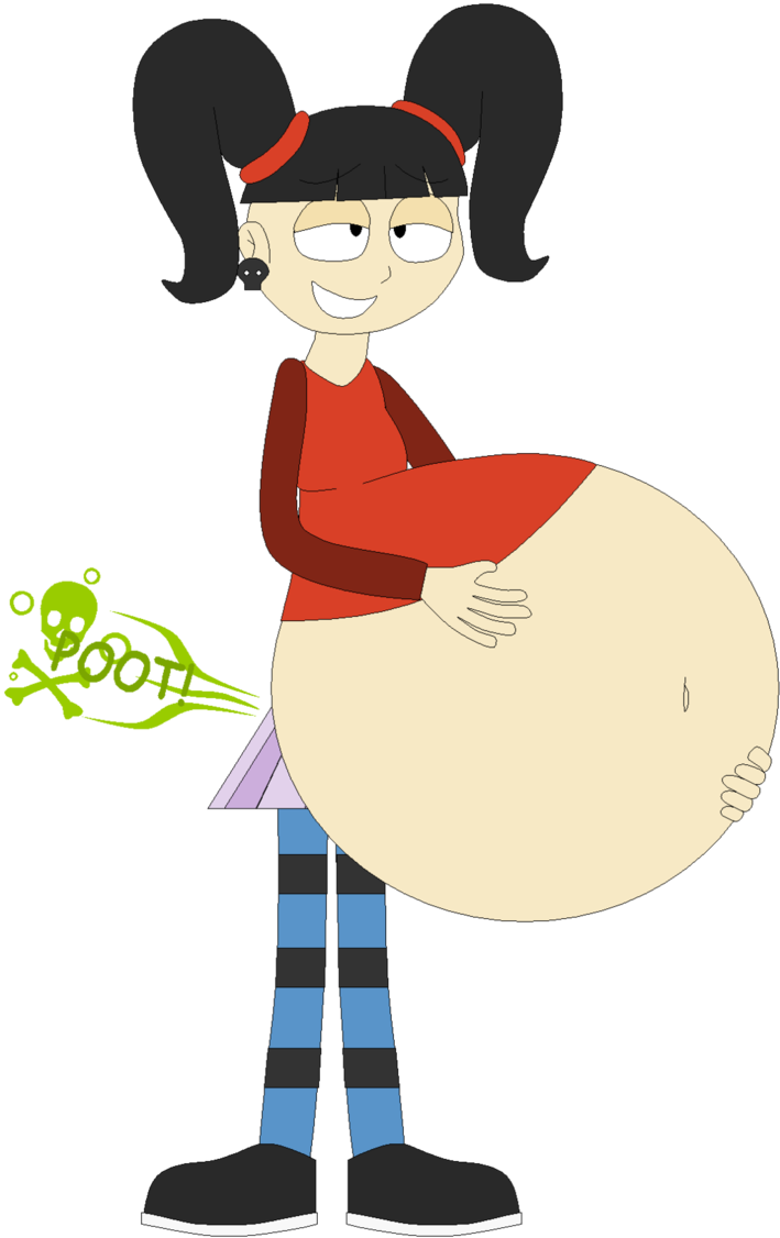 Cartoon Girl Farting Big Belly PNG