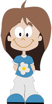 Cartoon Girl Flower Shirt PNG