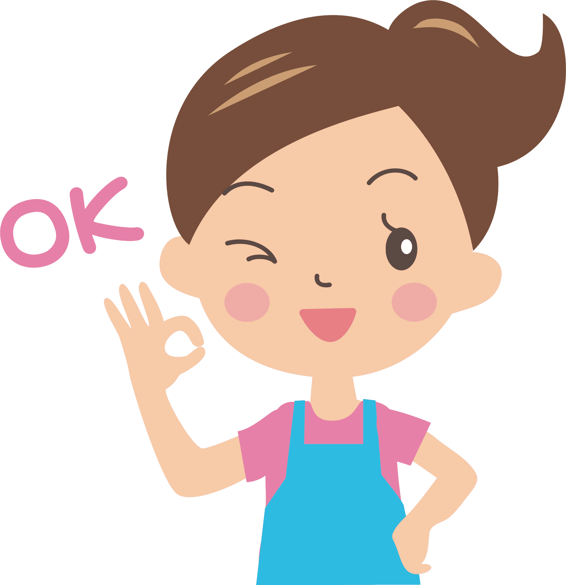 Cartoon Girl Giving O K Sign PNG