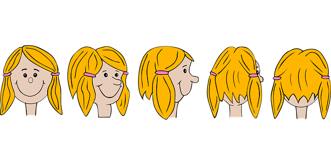 Cartoon Girl Hair Stages PNG