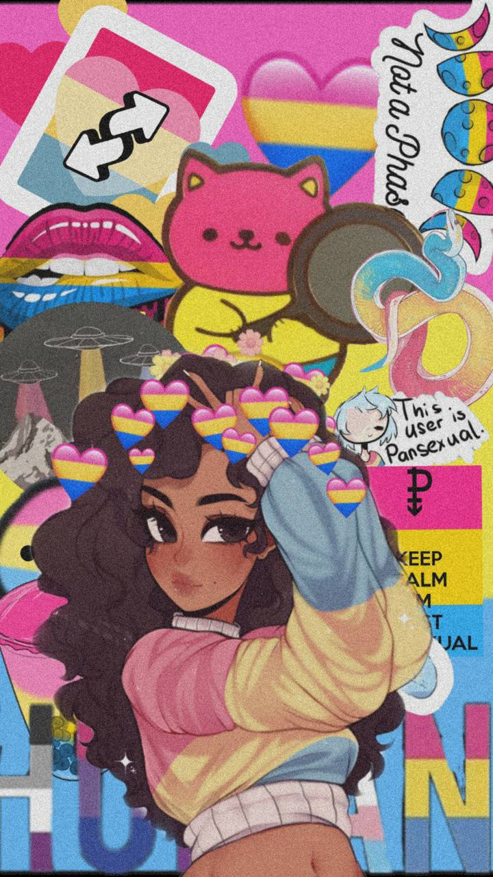 Cartoon Girl In Sticker Collage Instagram PFP Wallpaper