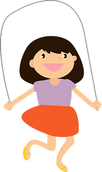 Cartoon Girl Jumping Rope PNG