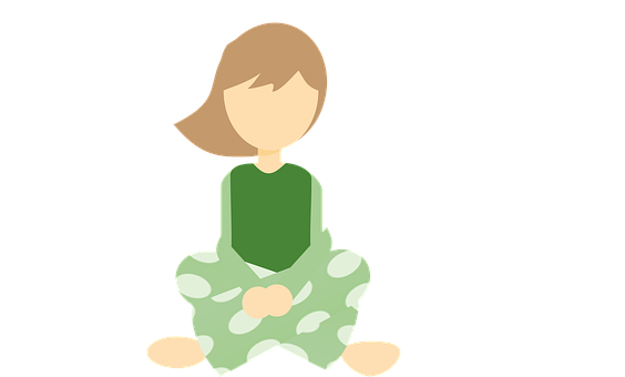 Cartoon Girl Meditating Vector PNG