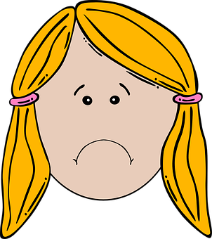 Cartoon Girl Sad Expression PNG