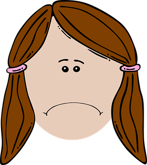 Cartoon Girl Sad Face PNG