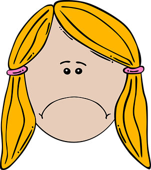 Cartoon Girl Sad Face PNG