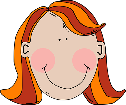 Cartoon Girl Smiling Face PNG