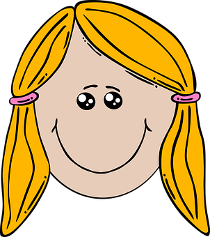 Cartoon Girl Smiling Face PNG