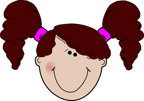Cartoon Girl Smiling Face Graphic PNG