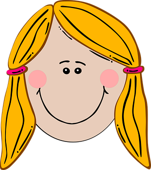 Cartoon Girl Smiling Face Graphic PNG