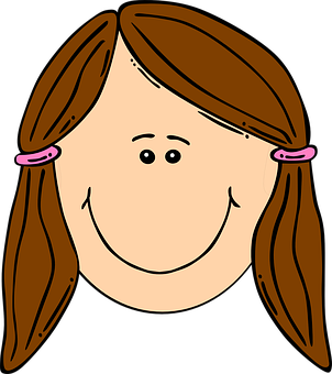 Cartoon Girl Smiling Face PNG