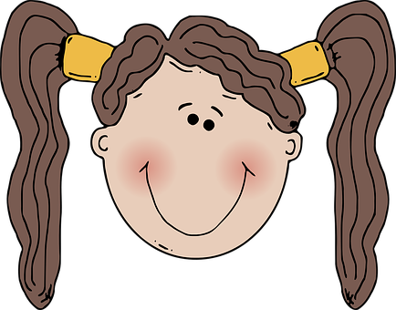 Cartoon Girl Smiling Face PNG