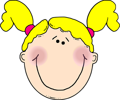 Cartoon Girl Smiling Face PNG