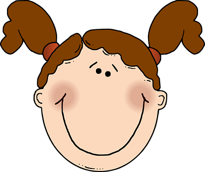 Cartoon Girl Smiling Face PNG