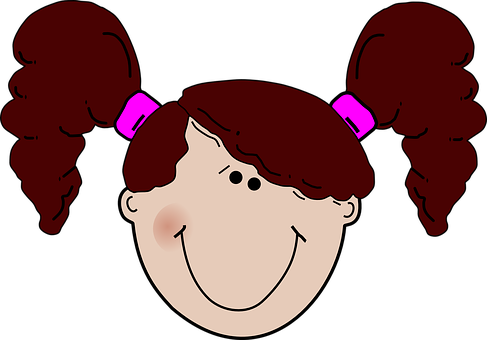 Cartoon Girl Smiling Face PNG