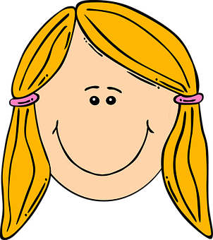 Cartoon Girl Smiling Face PNG