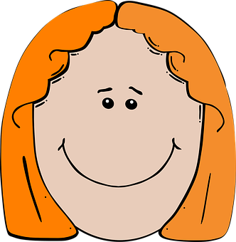 Cartoon Girl Smiling Orange Hair PNG