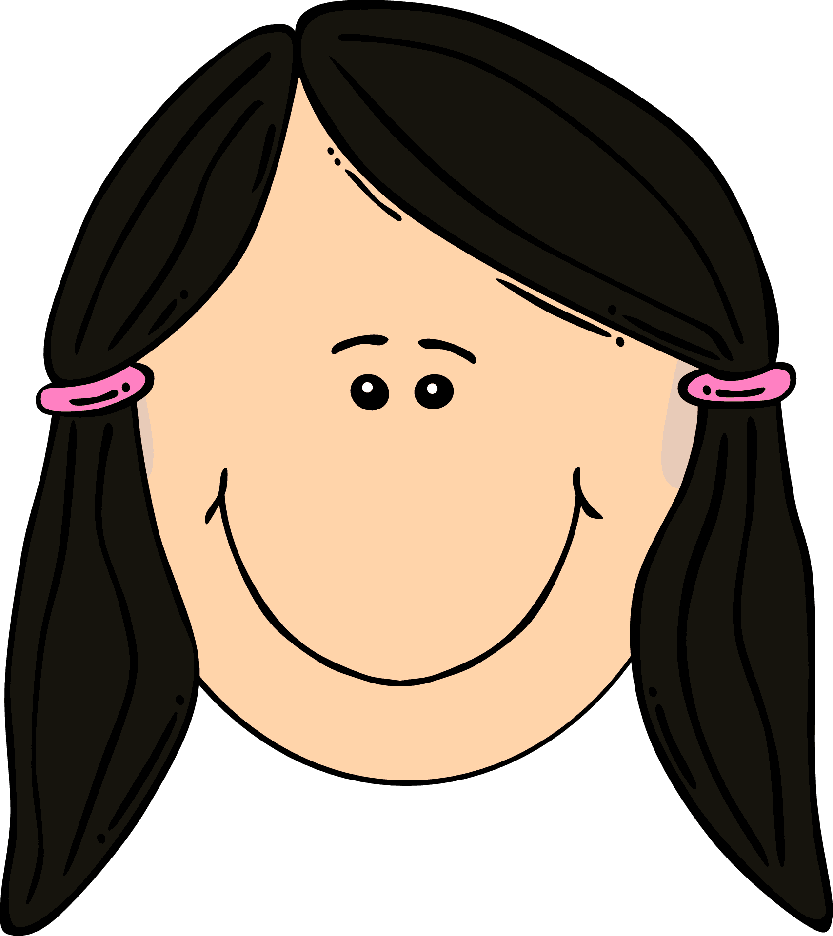 Cartoon Girl Smiling With Pigtails.png PNG