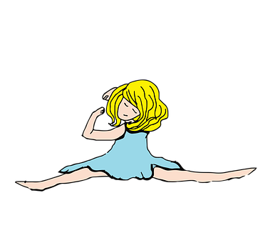 Cartoon Girl Split Jump Illustration PNG