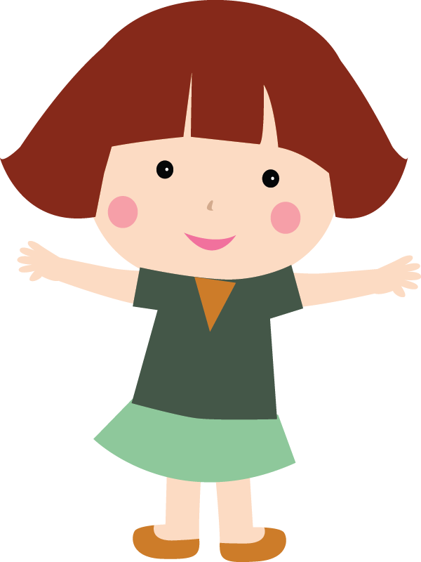 Cartoon Girl Spreading Arms PNG