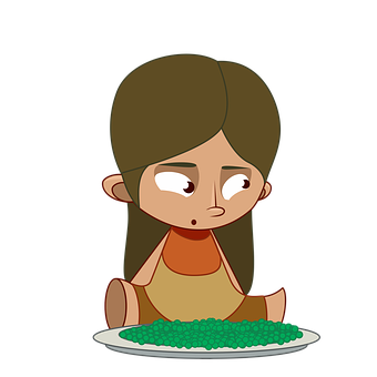 Cartoon Girl Unhappy With Food PNG