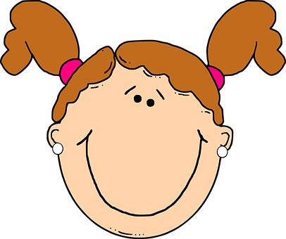 Cartoon Girl Upside Down Smile PNG