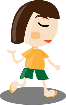 Cartoon Girl Walking PNG