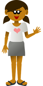 Cartoon Girl Waving Heart Shirt PNG