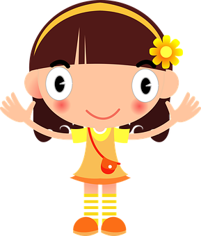 Cartoon Girl Waving Hello PNG