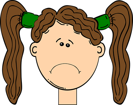 Cartoon Girl With Brown Pigtails PNG