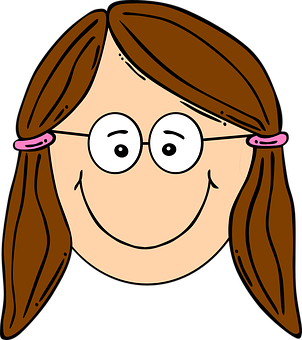 Cartoon Girl With Glasses PNG