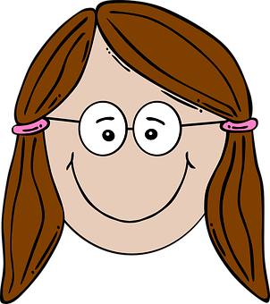 Cartoon Girl With Glasses PNG