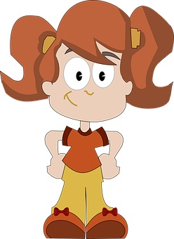 Cartoon Girl With Pigtails PNG