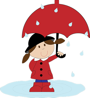 Cartoon Girl With Umbrella PNG
