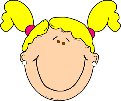Cartoon Girl Yellow Hair Pigtails PNG