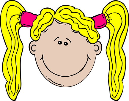 Cartoon Girl Yellow Pigtails PNG
