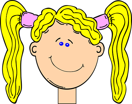 Cartoon Girl Yellow Pigtails PNG